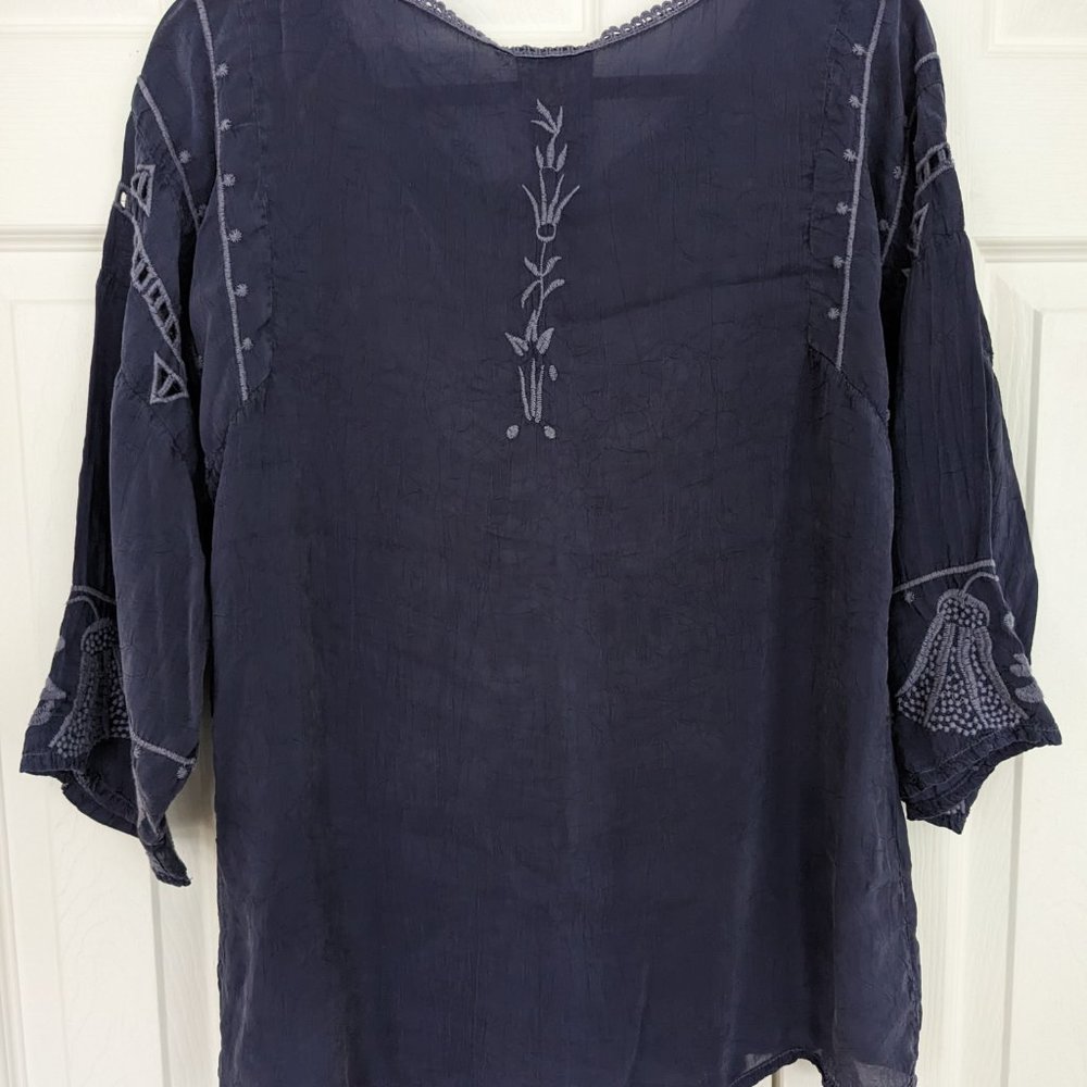 Johnny Was - Embroidered Tunic Top with Lace Panel - Picture 10 of 11
